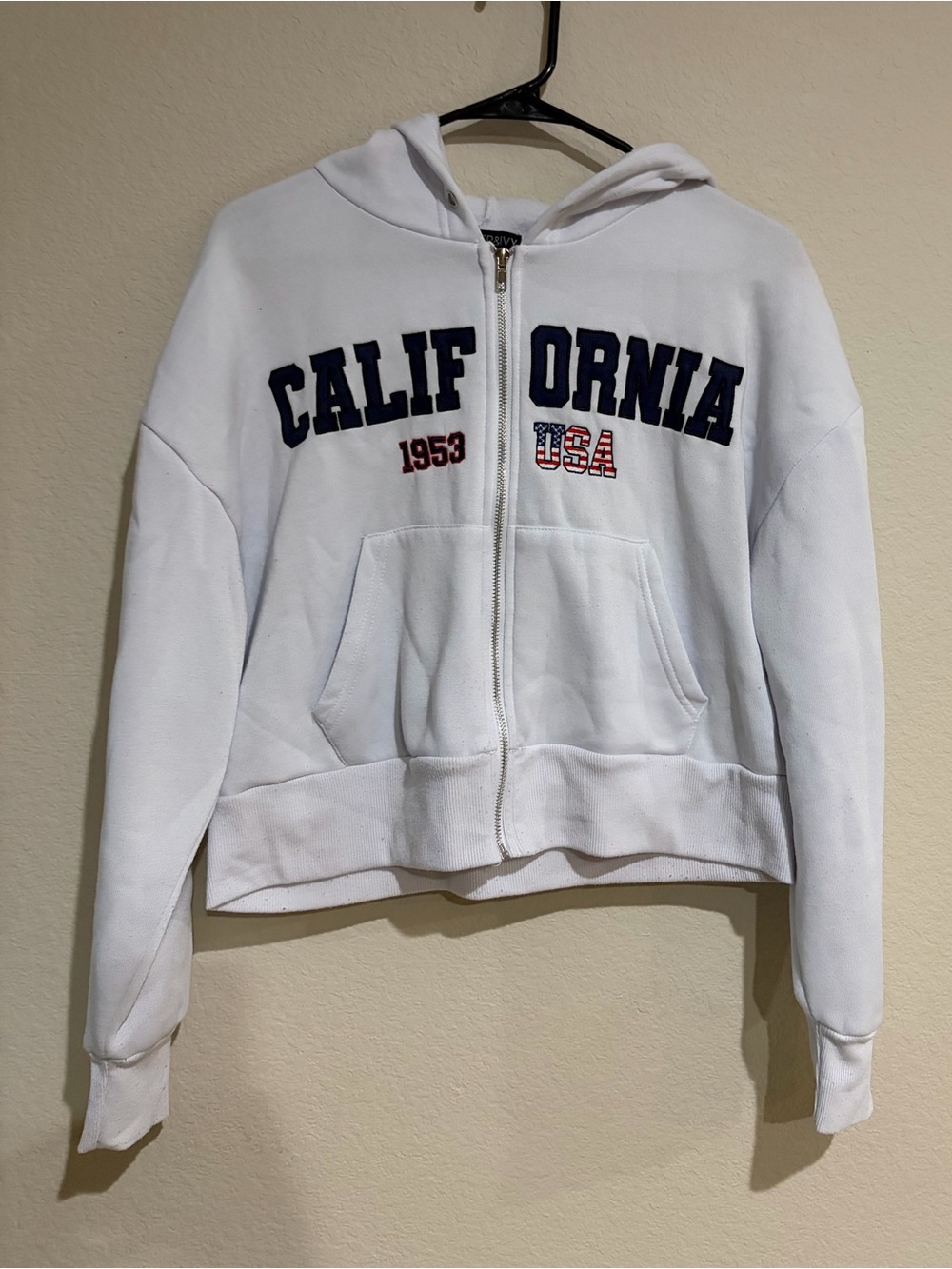 Harper & Ivy California 1953 USA Women’s Medium White Zip Up Hoodie Y2K
